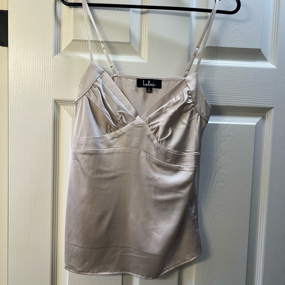 Lulu's Cream Satin Cami Top